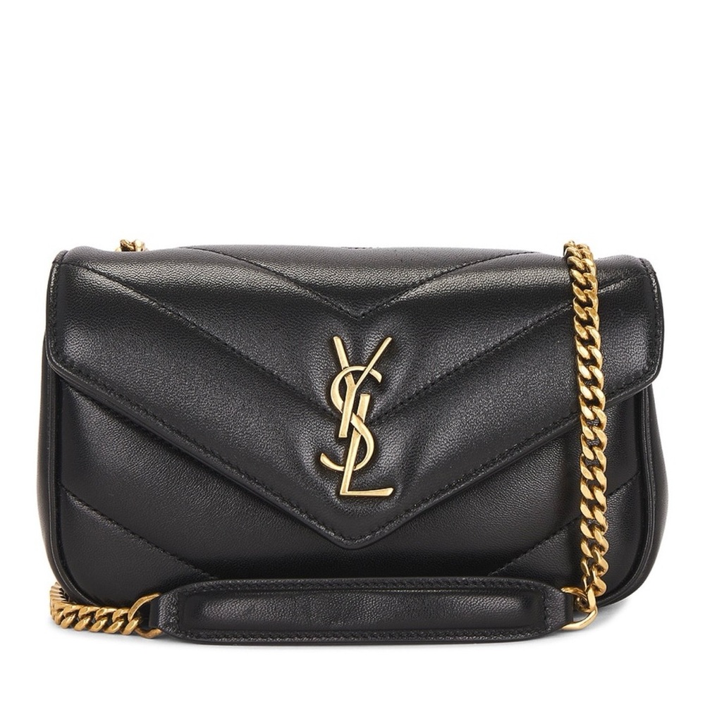Saint Laurent Black Crossbody Bag with Gold Chain